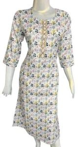 3/4 Sleeve Rayon Printed Kurti Xl