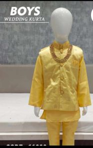 Kids Silk Wedding Kurta Pajam