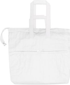 White Canvas Plain Tote Bag 11X63X50cm, Closure Type : Zipper, Strap Type : Double Handle