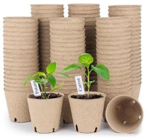 Molded Pulp Nursery Seedling Pots, Color : Natural For Outdoor Use Indoor Use