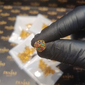 Panjab Jewelry Gold Flower Nose Pin, Color : Golden