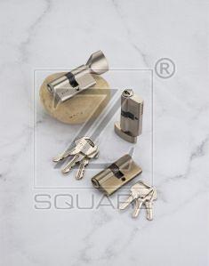 Zed Square Brass Mortise Cylinder Lock, Color : Silver