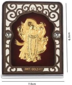 Gold Plated Shrinathji Wall Frame 7.5x6 Cm For Home, Hotel, Office