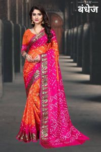 Bandhej Art Silk Saree