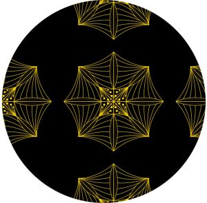 Elegant Geometric Web Pattern Fabric, Color : Black, Golden