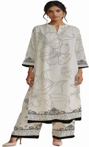 Ladies Black And White Kurti, Palazzo Set