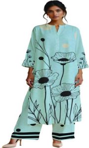 Ladies Floral Printed Kurti, Palazzo Set