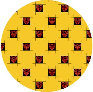 Yellow Heart Checkerboard Print Fabric