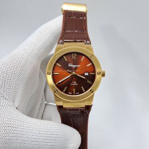 Ferragamo F-80 Classic Rose Gold Brown Dial Brown Leather Swiss Watch