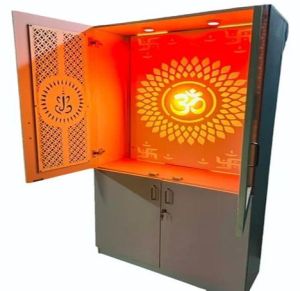 Carved Glossy Wooden Corian Temple, Color : White Antique