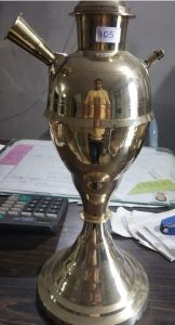 Plain Coated Brass Hookah, Color : Golden