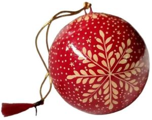 Polished Kashoo Handicrafts Paper Mache Christmas Hanging Ball
