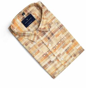 Brown Men Cotton Casual Shirt