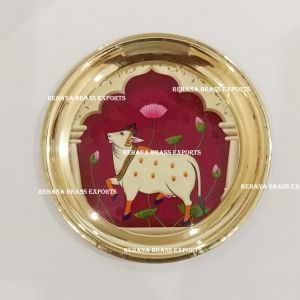 Pichwai Brass Pooja Plate
