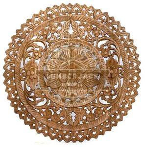 Decorative Sheesham Floral Leaf Motif Accent Wall Panel