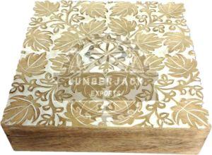 Decorative Wood Floral Carved Keepsake Box, Shape : Rectangular