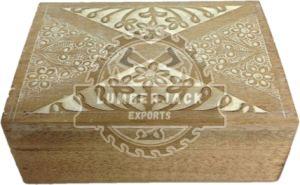 Natural Satin Polish Decorative Wood Leaf Panel Keepsake Box