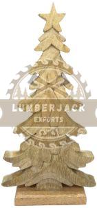 Light Wood Decorware Christmas Layered Tree Sculpture