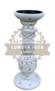 Distressed White Farmhouse Candle Pillar, Dimension : 14H X 5W Inches