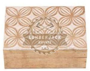 Geometric Quatrefoil Carved Teak Wood Storage Box