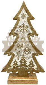 Layered Wood Tree Ornament with White Cutouts
