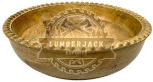 Mango Wood Beaded Rim Display Bowl, Shape : Wide Shallow