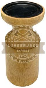 Smooth Satin Natural Grain Modern Cylindrical Wooden Candle Stand