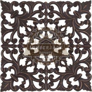 Ornamental Teak Floral Scrollwork Interior Wall Panel