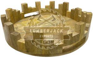 Round Wooden Serveware Decorative Tray, Shape : Circular