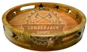 Star Cutout Wooden Serving Tray, Color : Light Brown Rustic Chic