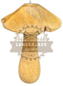 Wooden Carved Mushroom Sculpture with Cylindrical Top