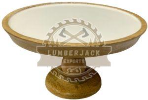 Wooden Pedestal Display Platform Cake Stand, Shape : Round Top