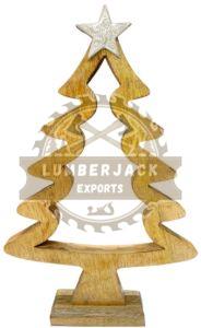 Zigzag Wood Christmas Tree with Silver Star Topper