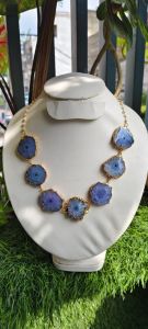 Metal Alloy Solar Quartz Necklace, Color : Blue