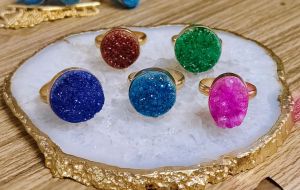Glossy Sugar Druzy Stone Rings Casual, Formal Wear