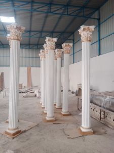 12 Feet Roman FRP Pillar, Color : White