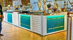Stainless Steel Buffet Catering Counter, Color : Green, Silver