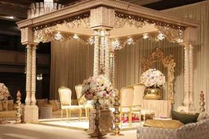Modern 3 Pole Square Wedding Fiber Mandap