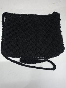 Cotton Black Attractive Macrame Shoulder Bag