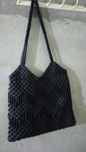 Black Cotton Macrame Shoulder Bag