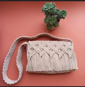 Cotton Boho Handcrafted Macrame Crossbody Bag