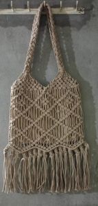 Cotton Dori Creamy Bohemian Style Macrame Sling Purse