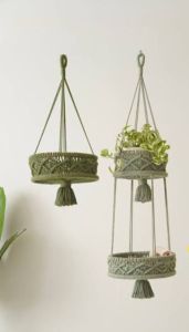 Cotton Green Handmade Macrame Hanging Plant Holder