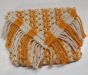 Macrame Knot Work Pouch, Color : White Yellow for Storage Organization