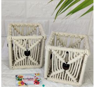 Cotton Mulipurpose Handmade Macrame Holder, Color : Off White