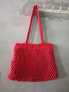 Pink Boho Macrame Rope Bag