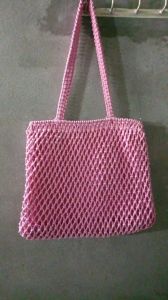 Pink Macrame Shoulder Sling Bag