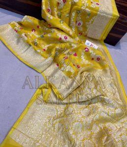 Printed Ladies Party Wear Banarasi Saree, Color : Multicolor