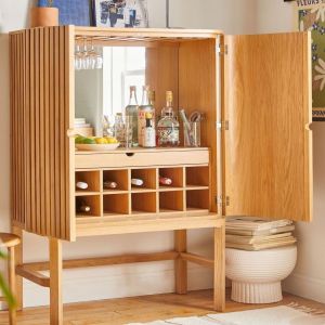 Hinged Single Door Wooden Bar Cabinet