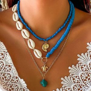 Ladies Beach Tortoise Conch Shell Alloy Shell Soft Clay Necklace
